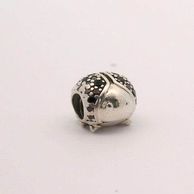 Echt Silber PANDORA Funkelnder Rot & Schwarz Marienkäfer Charm 791484CFR