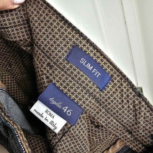 Eredi Pisano Academy Dress Pants Size 46EU 30US Slim Fit Black White Heather New - Picture 7 of 7
