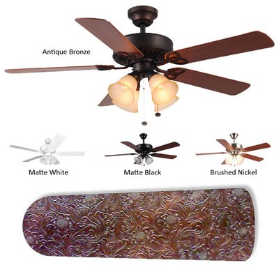 Concepts 4 Lamp Brown Leather Ceiling Fan Matte Black Ebay