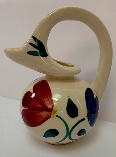 Vintage Purinton Slip Ware Flower Honey Jug Pitcher 7” 1950’s Mid Century - Picture 2 of 12