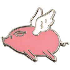PinMart's Cute Pink Flying Pig with Wings When Pigs Fly Enamel Lapel Pin