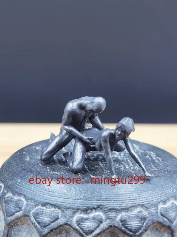 Estatua amuleto de amor pene tallada a mano de cobre bronce negro macizo Foto 2 de 4