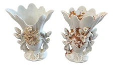 Antique Pair Of Old Paris Porcelain Floral Vase Found in Shipwreck