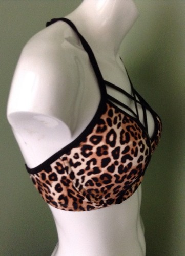 TOP DA BAGNO VICTORIA'S SECRET ROSA CON SPALLINE DAVANTI E DIETRO PICCOLO AA-C IN LEOPARDATO - Foto 4 di 6