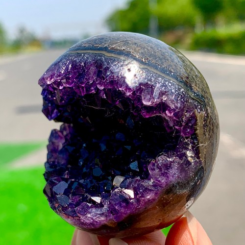 134G Natural Uruguayan Amethyst Quartz crystal open smile ball therapy - 第 7/21 張圖片