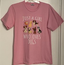 Just A Girl Who Loves Dogs Pink Youth's Large 11-12 T-Shirt