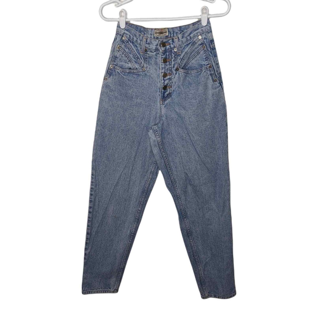 Denim Pants High Waisted Button Up Jeans Vintage Button Fly High