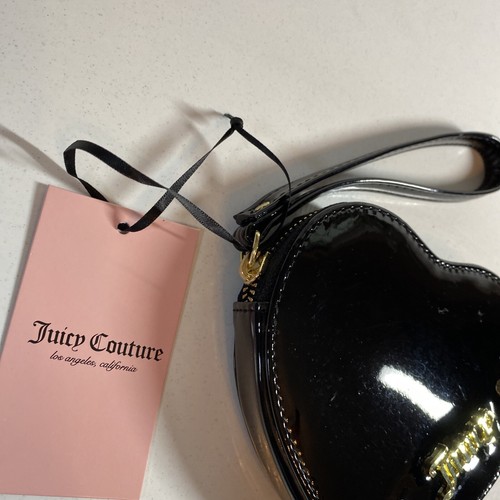 Juicy Couture Black Logo Heart Shaped Coin Purse NIB - Picture 5 of 12