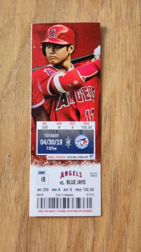 ANGELS 2019 Griffin Canning MLB Debut Ohtani Pictured Ticket Stub 4/30/19 Mint