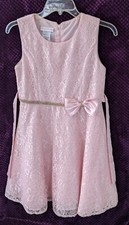 Bonnie Jean Girl's Pink All Over Lace Special Occasion Dress SZ 16