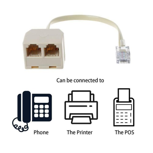 ✨Telephone Splitter, RJ11 6P4C 1 Male to 2 Female Adapter,2Way✨ - Afbeelding 7 van 8
