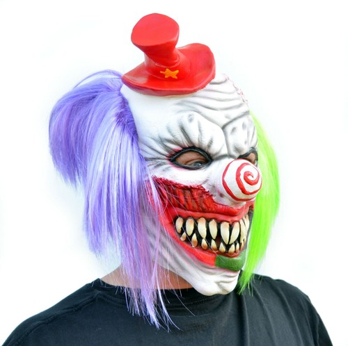 Scary Halloween Clown Mask Evil Easy Costume Realistic Latex with Hair - Picture 79 of 199