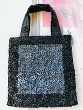 Vintage VIEUX CARRE PURSE Snap Black  Silver Sequin NWOT 6 1/2" x 7" With Strap