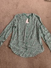 BNWT Green/white/greys B.young the collection Long Sleeve Viscose blouse sz 40