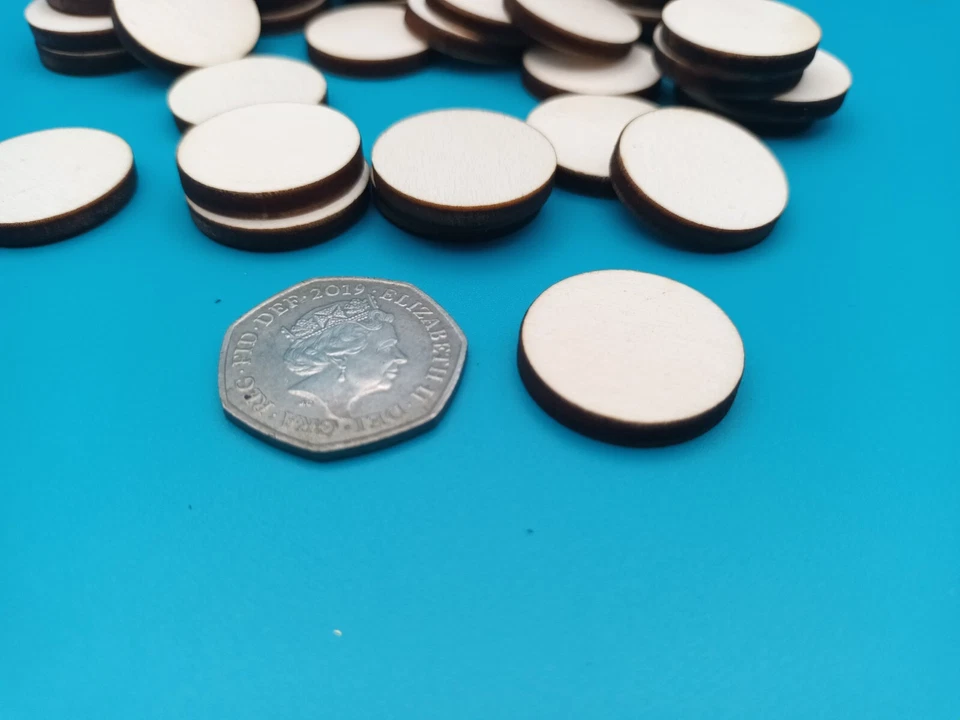 2.5cm/25mm CIRCLES PLY 4mm Thick Craft Shapes Wood DIY Disc Plaque with/out hole - Image 3 of 4