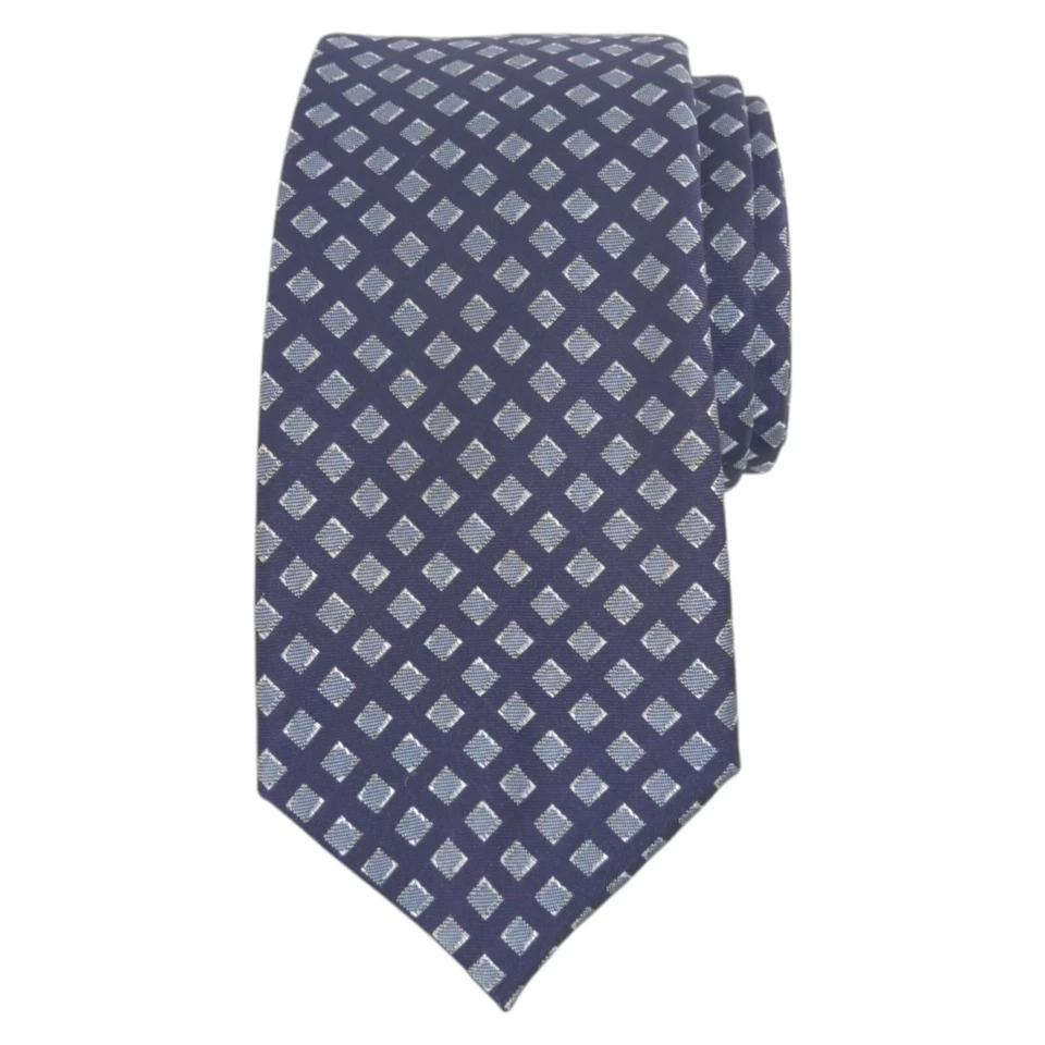 ALFANI Mens Silk Tie Purple Grid Check Slim Woven 2.75 Modern Fashion Necktie - Image 4 of 4