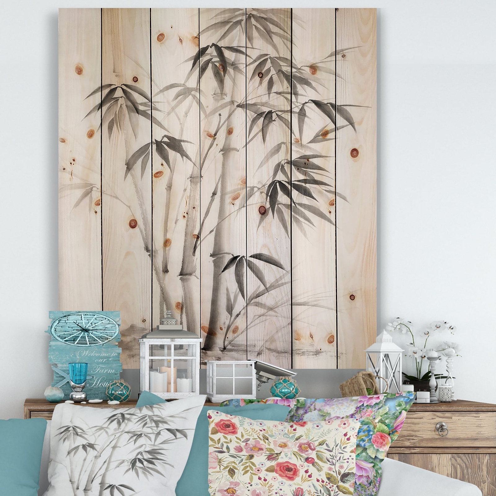 Designart 'Vintage Monochrome Bamboo II' Traditional Print