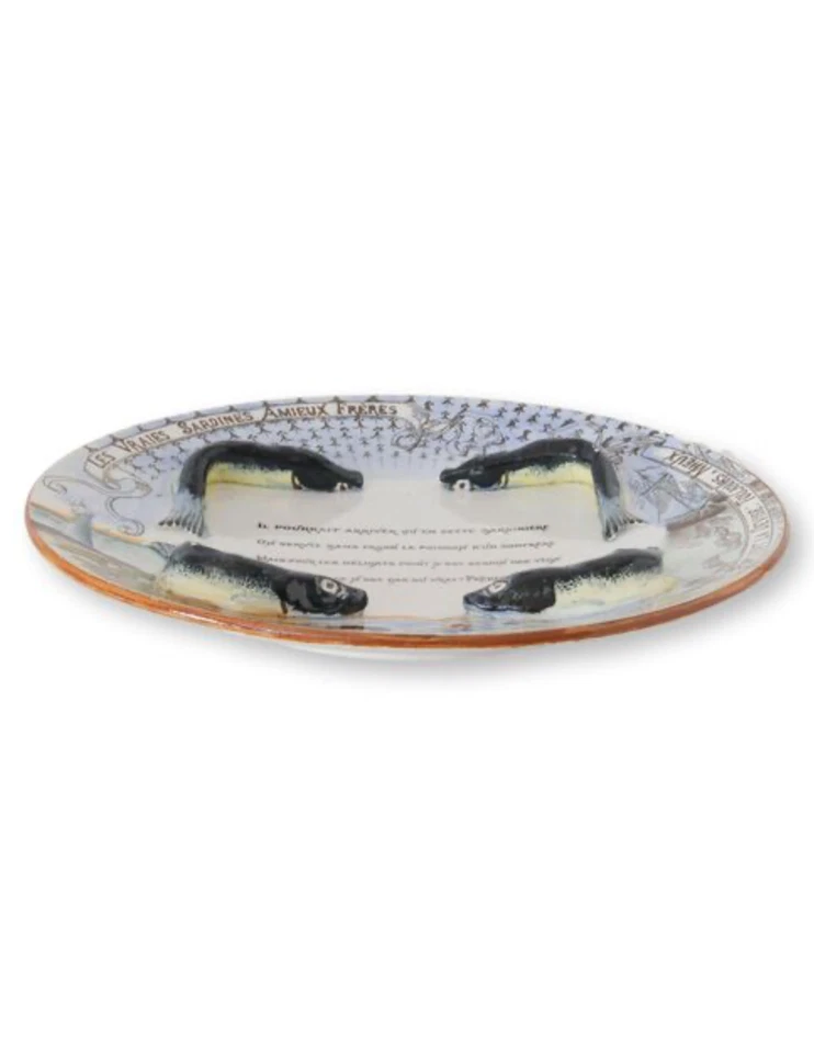 Plato de pared publicitario de sardina bistró francés de los años 20 Foto 2 de 3