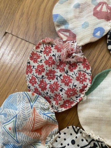 Vintage Penny Yo Yo Fabric Quilt Coverlet Full Queen Bedspread Hand Stitch 80x88 - Picture 23 of 23