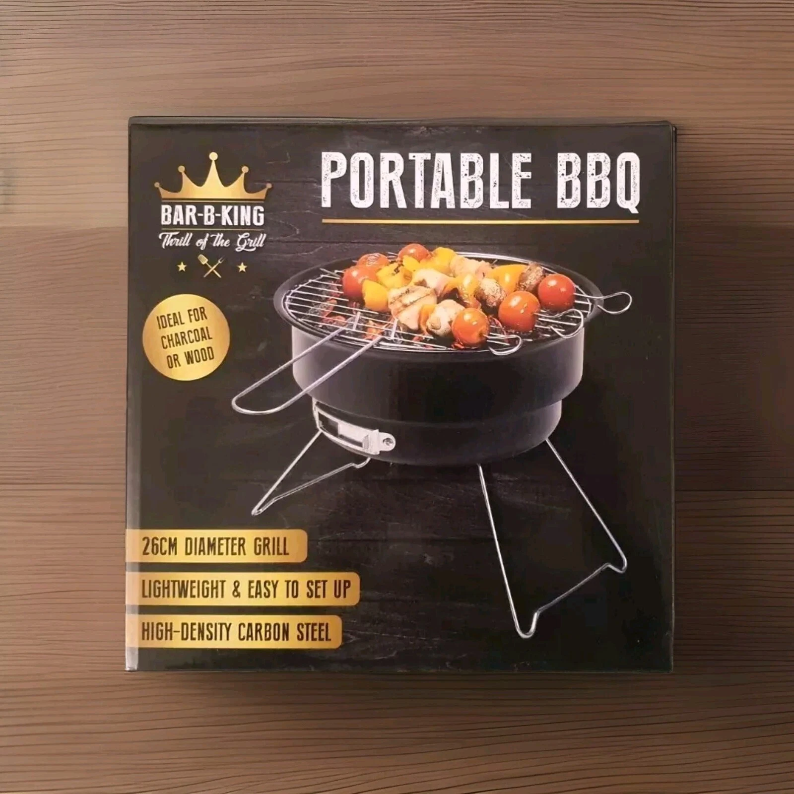 NEW Bar-B-King Portable BBQ Grill 26cm Light Weight Ideal For Charcoal/Wood 🍖🔥