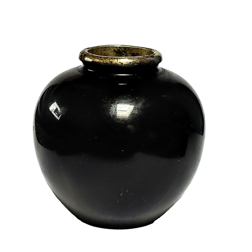 Mount Fuji schwarz gold & silber geätzte japanische Chokin Emaille Messing Vase 2,5" - Bild 6 von 9