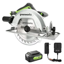 Greenworks 24V 7 1/4" Cordless Circular Saw with 4Ah Battery and 2A Charger