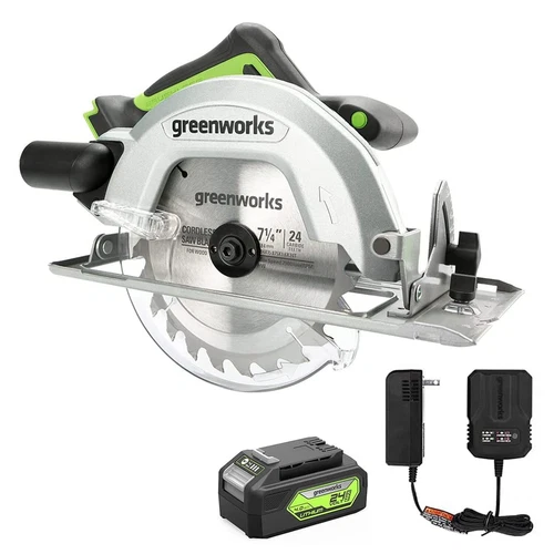 Greenworks 24V 7 1/4" Cordless Circular Saw with 4Ah Battery and 2A Charger