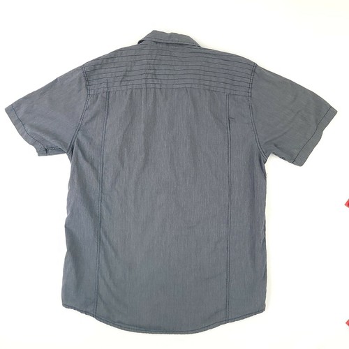 SURPLUS FAME JEANS INC Men's Dark Blue Grey Pin Stripe Large Button Down Shirt - Picture 4 of 7