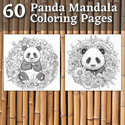 60 Panda Mandala Malbilder zum ausdrucken & POD Erlaubnis