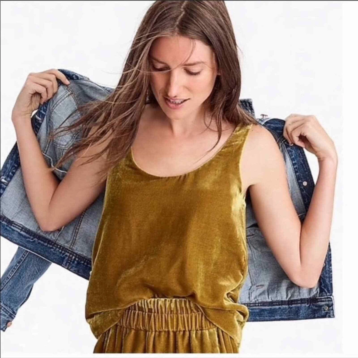 J. Crew Women's Vintage Gold Velvet Tank Top sz 4