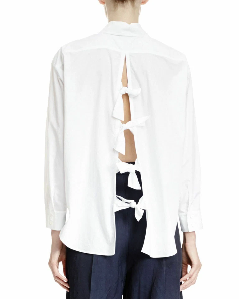 Camisa Blusa STELLA McCARTNEY Blanca Algodón Popelina Pajarita Espalda 38 EE. UU. 4 Foto 3 de 4