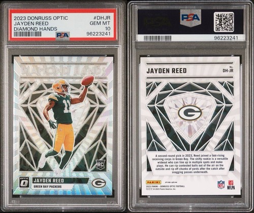 2023 Donruss Optic Jayden Reed RC #DHJR Diamond Hands PSA 10 - Picture 3 of 3