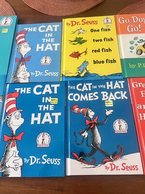 ( 7 ) LOT Dr. Seuss Beginner Books Cat In The Hat + Back, Green Eggs,One Fish,