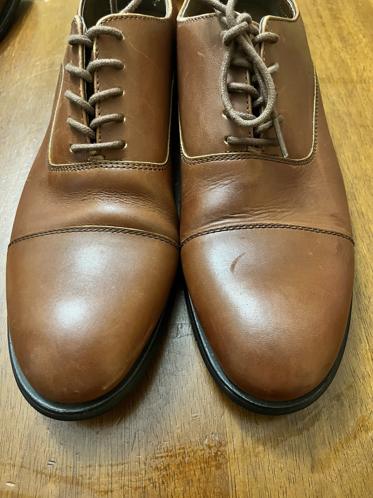 SAOLA Scarpe eleganti Oxford da uomo Frye Scott taglia 10 punta cap in pelle cognac