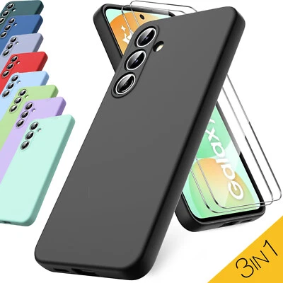 TRANSPARENTE SILIKON HANDY SCHUTZ HÜLLE FÜR SAMSUNG GALAXY A14 5G Hülle + 2 x 9H Glas für Samsung Galaxy A17 A56 A16 A55 A54 5G Handy Schutz Case