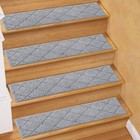 Set of 4 Ultra-Soft Gray Colored Diamond Design Slip-Resistant Stair Treads