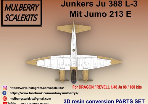 1/48 MULBERRY SCALE KITS JUNKERS JU 388 L-3 Mit Jumo 213-E CONVERSION SET - Imagen 7 de 9