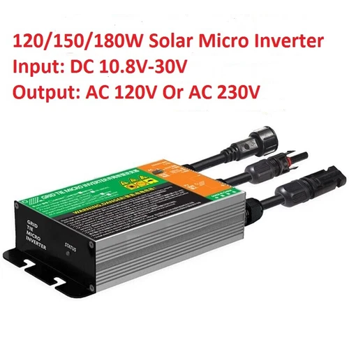 120/150/180W MPPT Solar Micro Inverter PV Grid Tie Inverter DC 10.8V-30V to AC