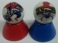 Set of 2 Spiderman 1" Glass Logo Marbles w/ Stands