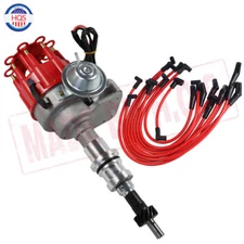 For Small Block Ford 289-302 RED Small Cap HEI Distributor & Red Spark Plug Wire