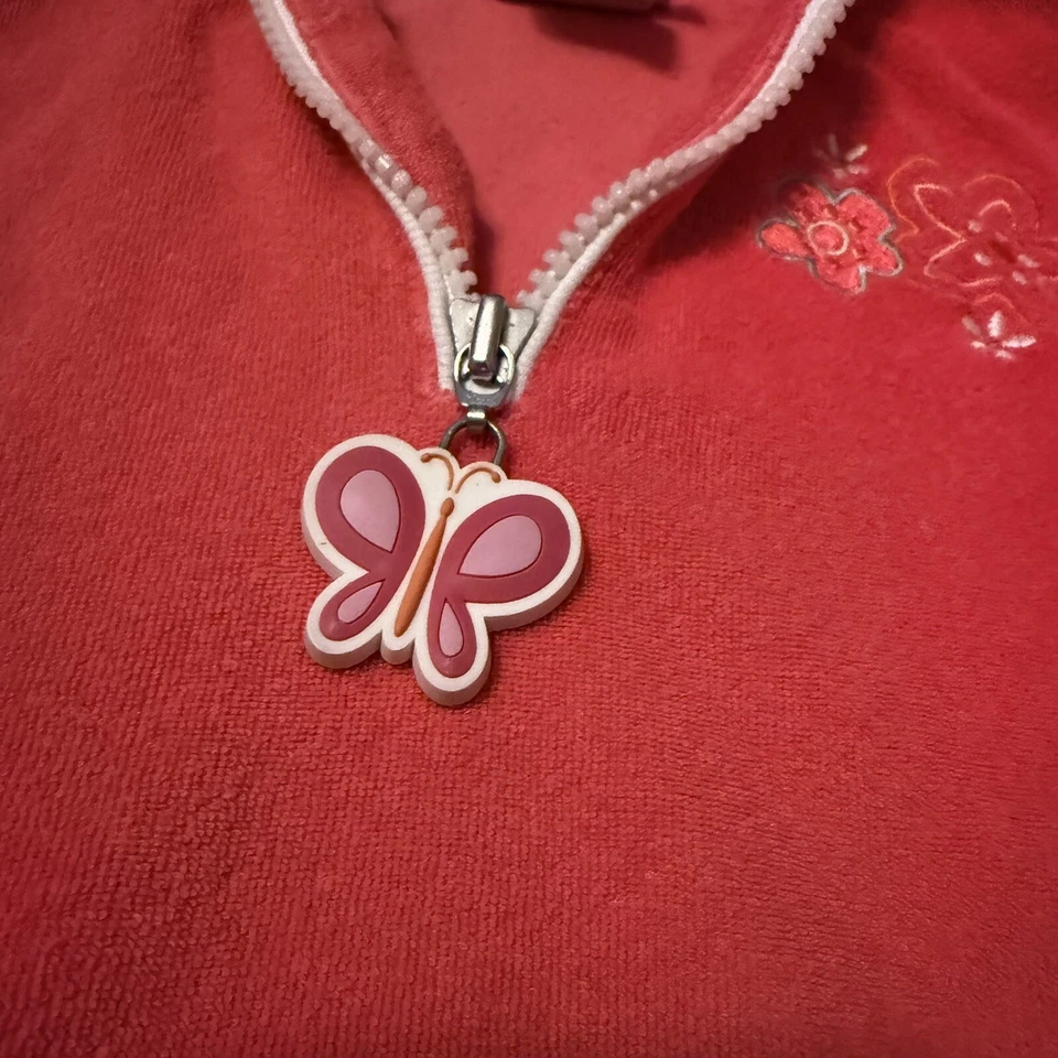 Traje de baño con capucha rosa princesa Disney Store talla mediana tela de felpa cremallera Foto 3 de 4