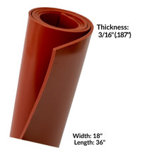 Silicone Rubber Sheet Solid  3/16" Thick  x 18" wide x 36" Long High Temp Mat