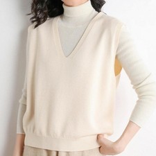 Lady Knitted Shirt Vest Tank Top Knitwear Jumper Sweater Pullover Casual