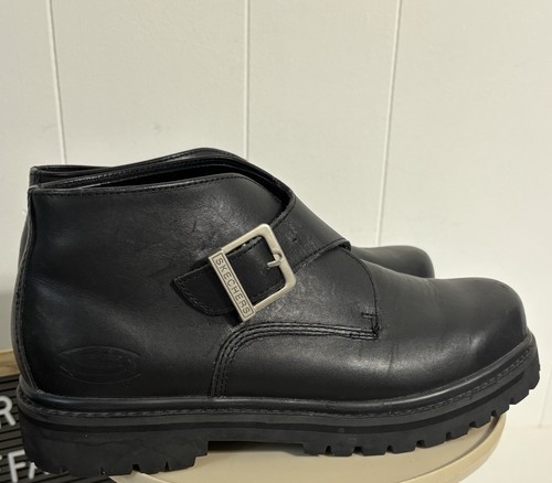 De colección-Nuevo Skechers 10 Negro Monje Correa Creeper Botín Suela Zapatos GÓTICO Y2 - Imagen 5 de 22