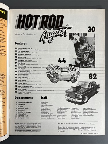 Hot Rod Magazine Aug 1983 Vintage Classic Custom Muscle Cars Track Racing Drag - Picture 2 of 4