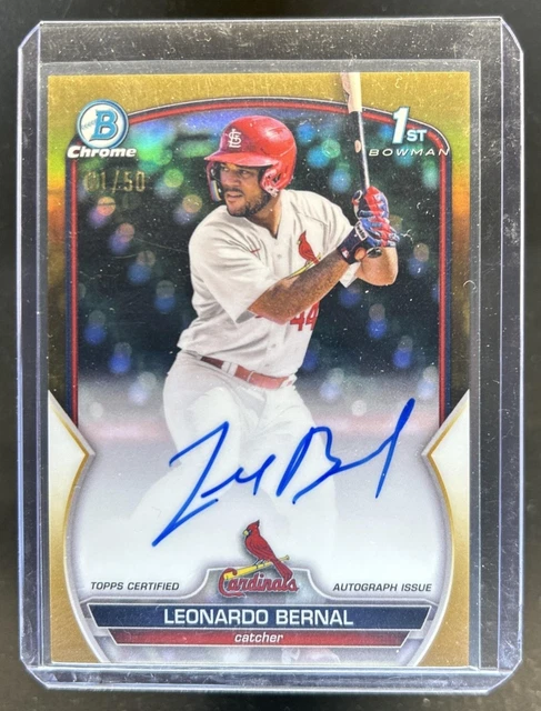 2023 Bowman Chrome Leonardo Bernal Auto Gold Refractor 1st #/50 Cardinals
