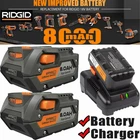 2PACK For Ridgid 18V R840085 8.0Ah Lithium-ion Battery OR Charger 18Volt R840087