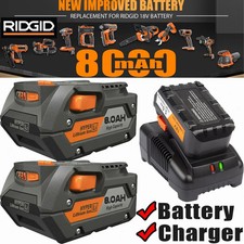 2PACK For Ridgid 18V R840085 8.0Ah Lithium-ion Battery OR Charger 18Volt R840087
