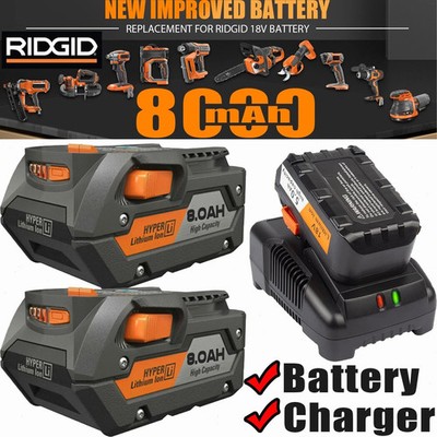 2PACK For Ridgid 18V R840085 8.0Ah Lithium-ion Battery OR Charger 18Volt R840087