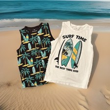 Boys H&M Surf Themed Tank Top Shirt 2 Pack, S...